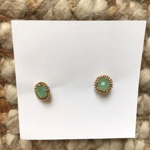 Kendra Scott aqua green and gold studs